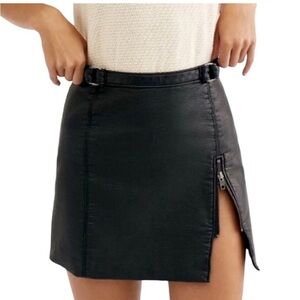 Free People Black Vegan Leather Mini Skirt Size 4